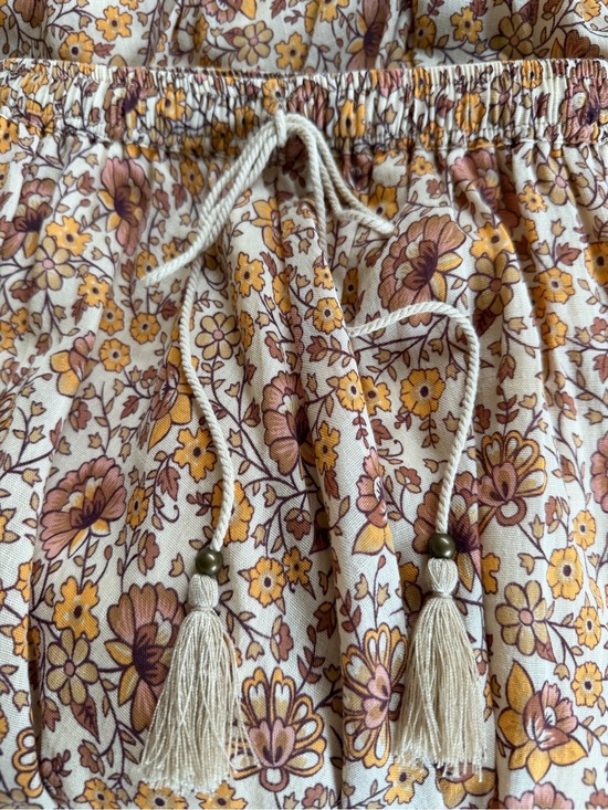 Spell Dresses & Skirts - Spell & The Gypsy Floral Tassel Drawstring Skirt - Cream, Mustard & Brown